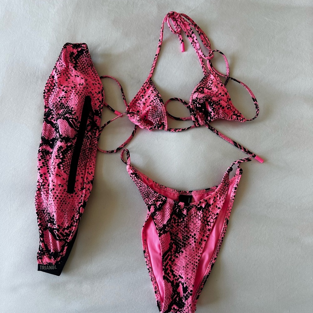 Triangl Pink and Black Bikini Set